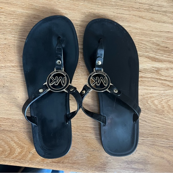 FLASH SALE 24H MICHAEL MICHAEL KORS MK Jelly Thong Sandals - Black Rubber - Picture 3 of 3